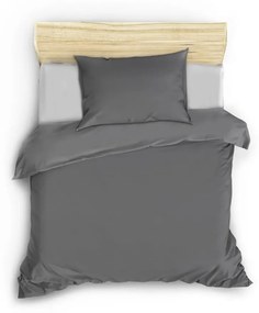 Тъмносиво памучно спално бельо от сатен за единично легло 140x200 cm - Mijolnir
