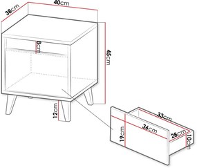 Комплект от 2 Нощно шкафчеs Nord