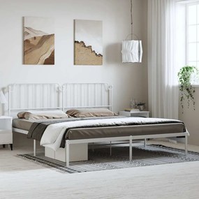 373941 vidaXL Метална рамка за легло с горна табла, черна, 183x213 см