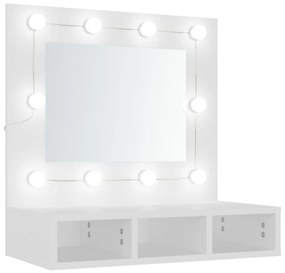 808882 vidaXL Огледален шкаф с LED, бял, 60x31,5x62 см