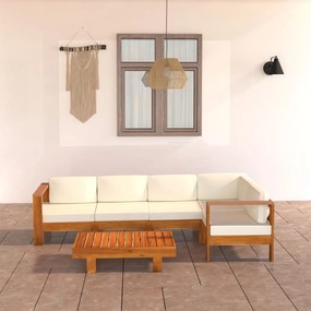3057933 vidaXL Градински комплект с възглавници, 6 части, 100x60 см, акациево дърво