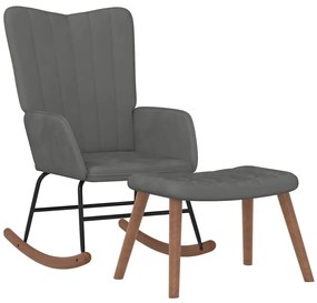 327755 vidaXL Люлеещ стол с табуретка, тъмносив, кадифе