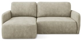 Бежов шенилов разтегателен ъглов диван с място за съхранение (ляв ъгъл) Lilo – Makamii