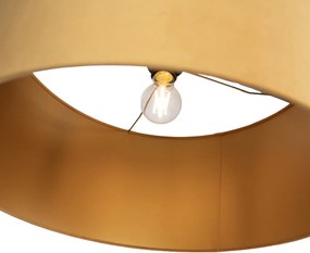 Подова лампа черна регулируема с жълт абажур и златист интериор 50 см - Editor