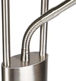 Модерна подова лампа стомана и стъкло с LED и лампа за четене - Divine