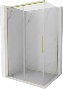Mexen Rox разтегателна душ кабина 100 x 80 см, прозрачна, златисто матирана