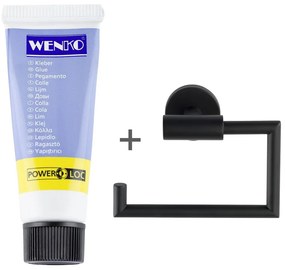 Матово-черен самозалепващ държач за тоалетна хартия от неръждаема стомана Bosio – Wenko