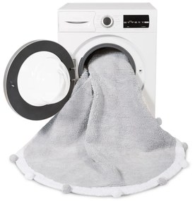 Светлосив ръчно изработен памучен детски килим подходящ за пране ø120 cm Bubbly – Lorena Canals