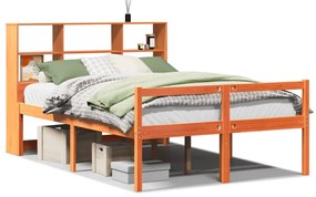 3322033 vidaXL Легло с етажерка за книги, без матрак, 120x200 см, дърво масив