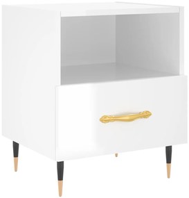 827392 vidaXL Нощно шкафче, бял гланц, 40x35x47,5 см, инженерно дърво