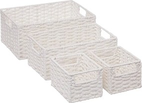 Комплект от 4 коша за съхранение 5five Costa, Хартия, Бели