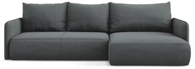 Сив разтегателен ъглов диван с място за съхранение (десен ъгъл) Nanea – Makamii