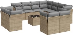3250358 vidaXL Градински диван с възглавници, 12 части, бежов полиратан
