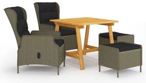 3068730 vidaXL Градински трапезен комплект, 5 части, кафяв