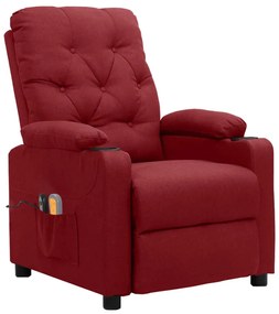 3098854 vidaXL Електрически масажен стол, виненочервен, текстил