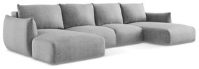 Светлосив сгъваем ъглов диван (U форма) Leila – Makamii