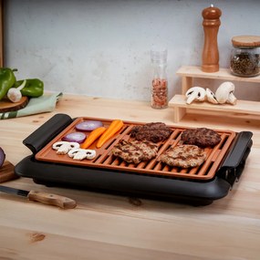 Бездимна скара Oliver Voltz OV51015J, 1250W, 36x23см, 2 зони, Незалепващо покритие, Черен/оранжев