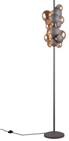 Подова лампа със стъклен абажур в сиво-златисто (височина 155 cm) Bubble - Trio Select