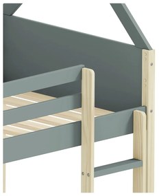 Къща/двуетажно детско легло 90x190 cm с включена подматрачна рамка в естествен цвят/сиво-зелено Valka – Marckeric