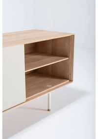 Бяла/естествена маса за телевизор от масивен дъб 180x64 cm Fina – Gazzda