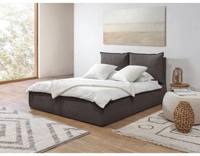 Тъмносиво двойно тапицирано легло с място за съхранение с включена подматрачна рамка 180x200 cm Garance – Bobochic Paris