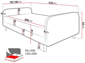 Тапицирано легло Hot III-Gray-90 x 200