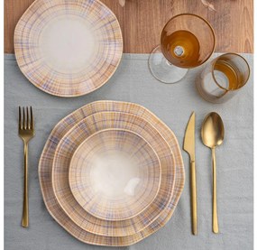 Комплект за хранене от 24 части — оранжев/син, порцелан