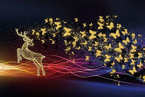Тапет – Прекрасен елен с пеперуди