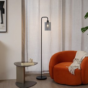 Дизайнерска подова лампа черна с опушено стъкло - Domo