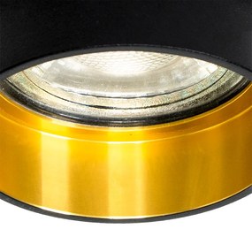 Комплект от 6 модерни вградени спота черни със златист интериор - Insta