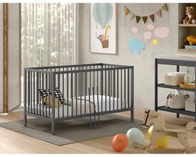 Антрацит детско креватче 70x140 cm от масивен бор DINO – Vipack