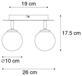 Модерен прожектор черен с димно стъкло 2-светлина - Атина