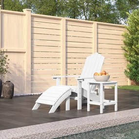 Sonata H Градински стол Адирондак с табуретка и масичка HDPE бял