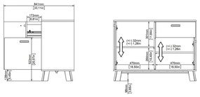 Скрин от дъбов декор в бял и естествен цвят 99x73x39 cm Ikast – Tvilum