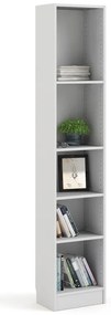 Бял шкаф за книги 41x203 cm Basic - Tvilum