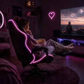 LED геймърски стол с поставка за крака и дистанционно управление – 6 цвята LED осветление Син