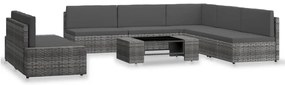 3054608 vidaXL Градински комплект за отдих, 7 части, полиратан, сив