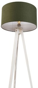 Подова лампа триножник бяла с текстилен абажур тъмнозелен 50 см - Tripod Classic