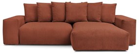 Теракотен сгъваем/с място за съхранение ъглов диван от рипсено кадифе Voltaire – Bobochic Paris