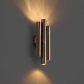 Moderne wandlamp donker brons 3-lichts - Pipes