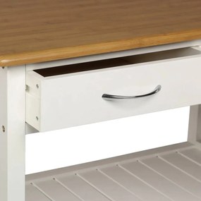 Кухненска количка 5five, Голяма, Бяло дърво и бамбук, С ефект