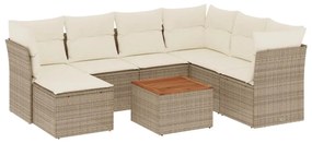 3256093 vidaXL Градински диван с възглавници, 8 части, бежов полиратан