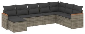 3258651 vidaXL Градински комплект диван с възглавници 8 части сив полиратан