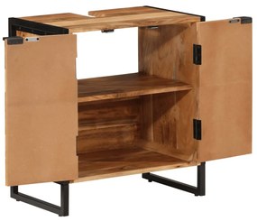 372747 vidaXL Шкаф за баня 55x35x60 см масивно акациево дърво и желязо