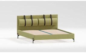 Светлозелено двойно тапицирано легло с включена подматрачна рамка 200x200 cm Tulsa – Ropez