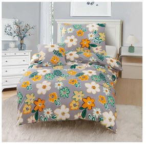 Оранжево-сив чаршаф за единично легло от микросатен, 3 части 140x200 cm Grace - My House