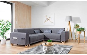 Сив разтегателен/с място за съхранение ъглов диван (десен ъгъл/L форма) Classy Sophie – Miuform