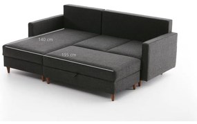 Антрацитен ъглов диван (ляв ъгъл) Eva – Balcab Home