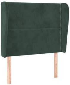 3117849 vidaXL Горна табла за легло с уши тъмнозелена 83x23x118/128 см кадифе
