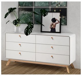 Бял нисък скрин 150x74 cm Caitlin – Støraa